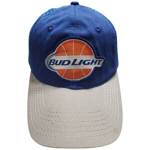 Bud Light Basketball Logo Blue‎ & Gray Trucker Hat Snapback Cap